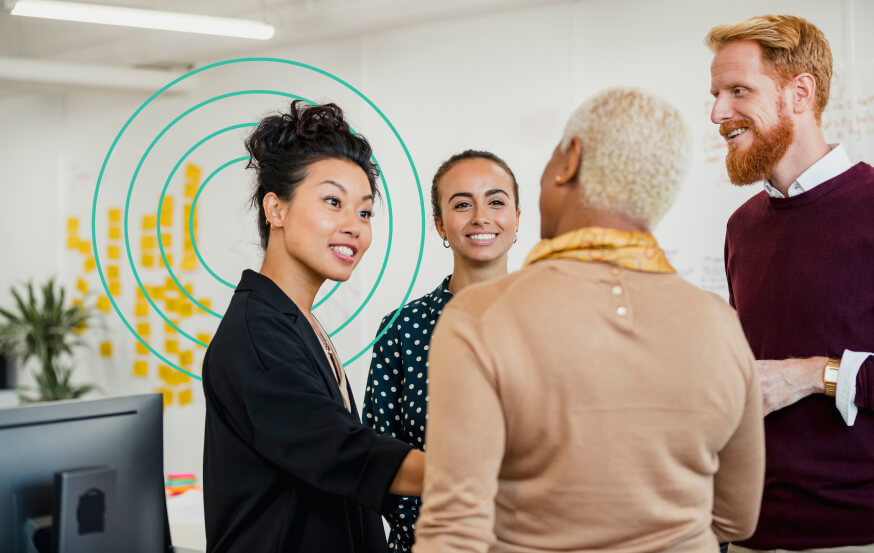 People talking in an office